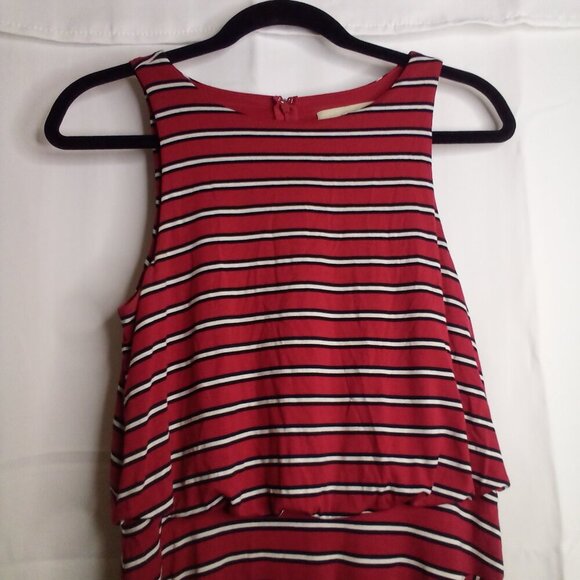 Loft Dress Women XS Sleeveless Soft Stretch Stripe Red Black - Picture 8 of 15